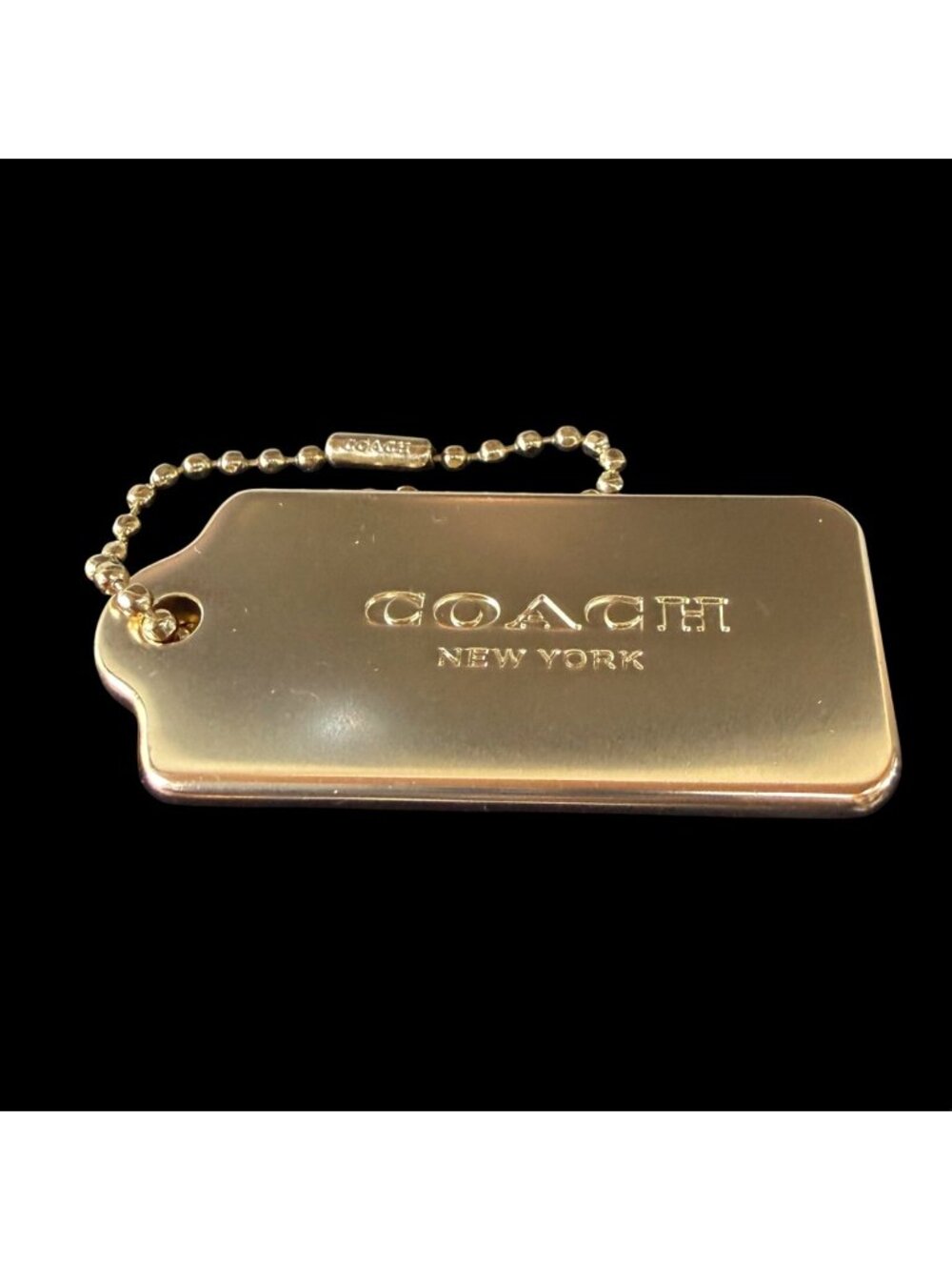 Authentic COACH New York Heavy Gold-Tone Metal Bag Charm Hangtag Fob